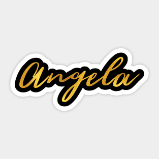 Angela Name Hand Lettering in Faux Gold Letters Sticker